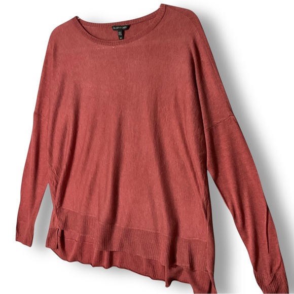 Eileen Fisher Alpaca Wool Blend Knit Top S Petite Lightweight Terracotta Red - Picture 5 of 11